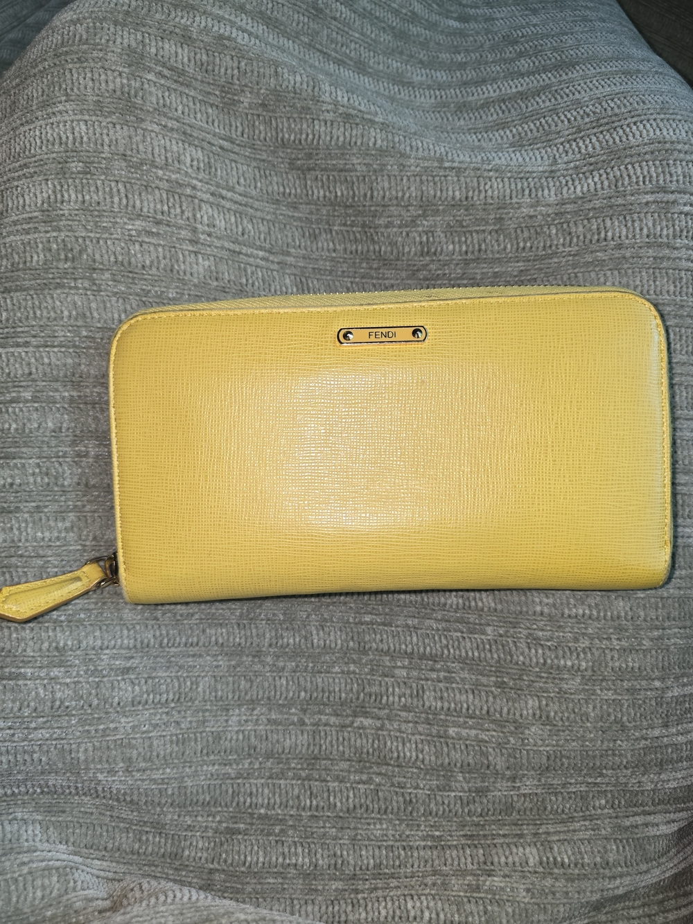 Fendi Yellow Crayons Zip Around Continental Wallet